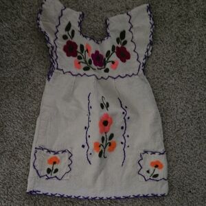 Floral Embroidered Dress with Purple Accents